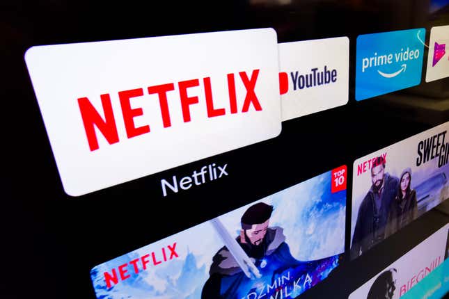 Netflix logo is displayed on a tv screen.