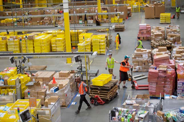 employees work at the Amazon Fulfillment Center